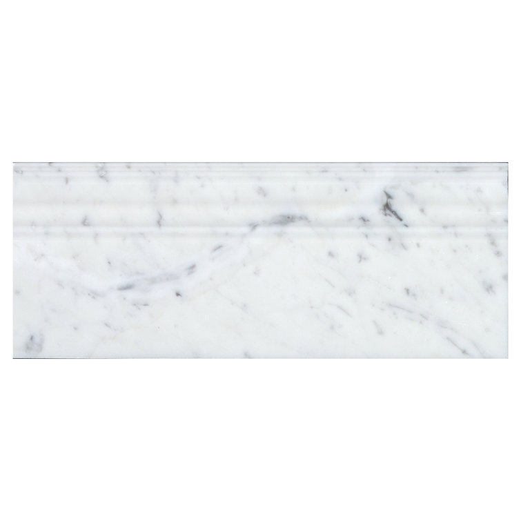 Seven Seas Bianco Carrara 5" x 12" Polished Marble Baseboard Tile Trim